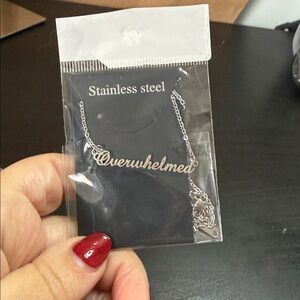 Snarky Stainless Steel “Overwhelmed” Necklace